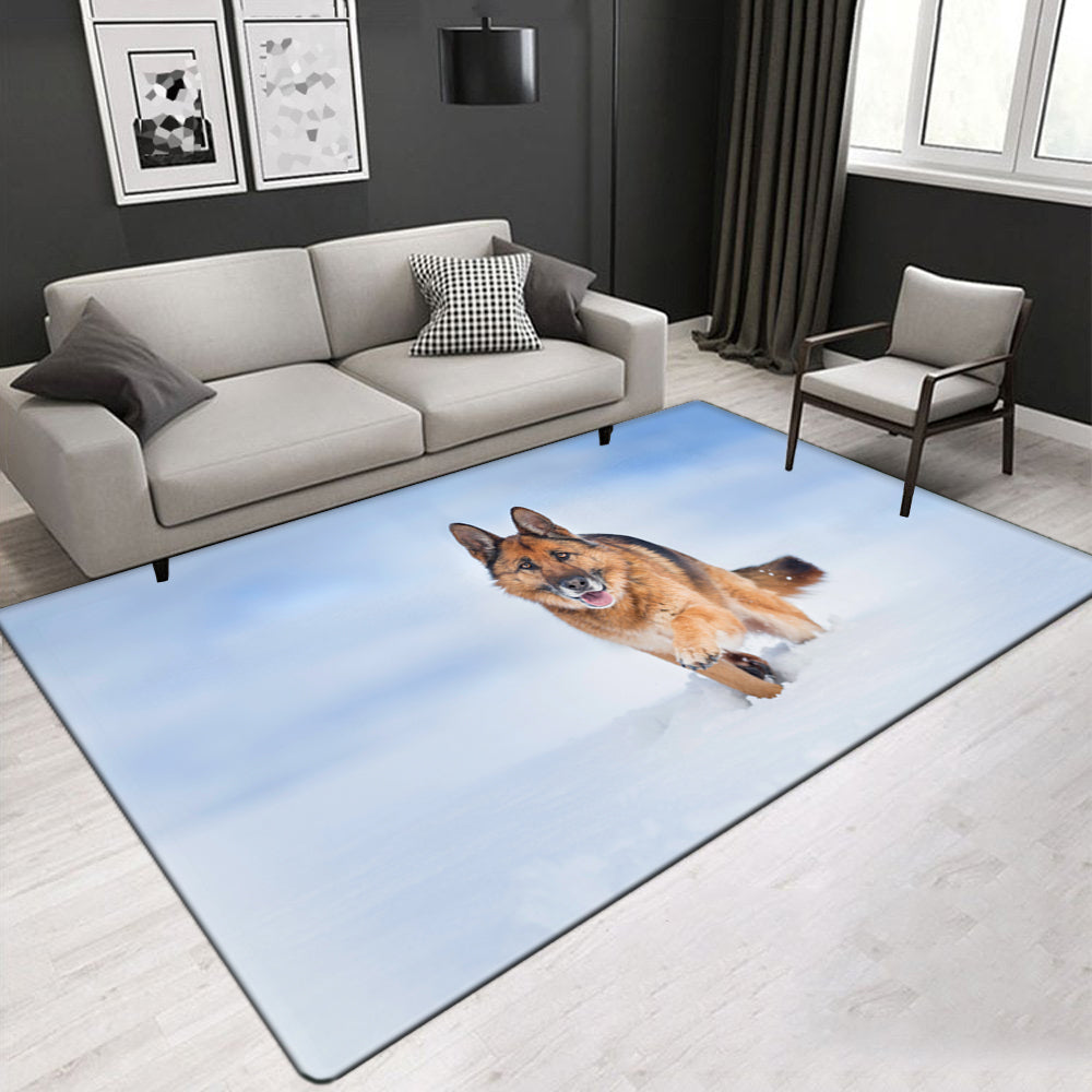 Puppy Pattern Crystal Velvet Area Rug Living Room Carpet Center Carpet Anti-slip Carpet