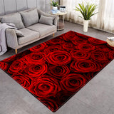 Elegant Floral Embossed 3D Rose Pattern Crystal Velvet Rug Non-Slip Carpet Center Carpet