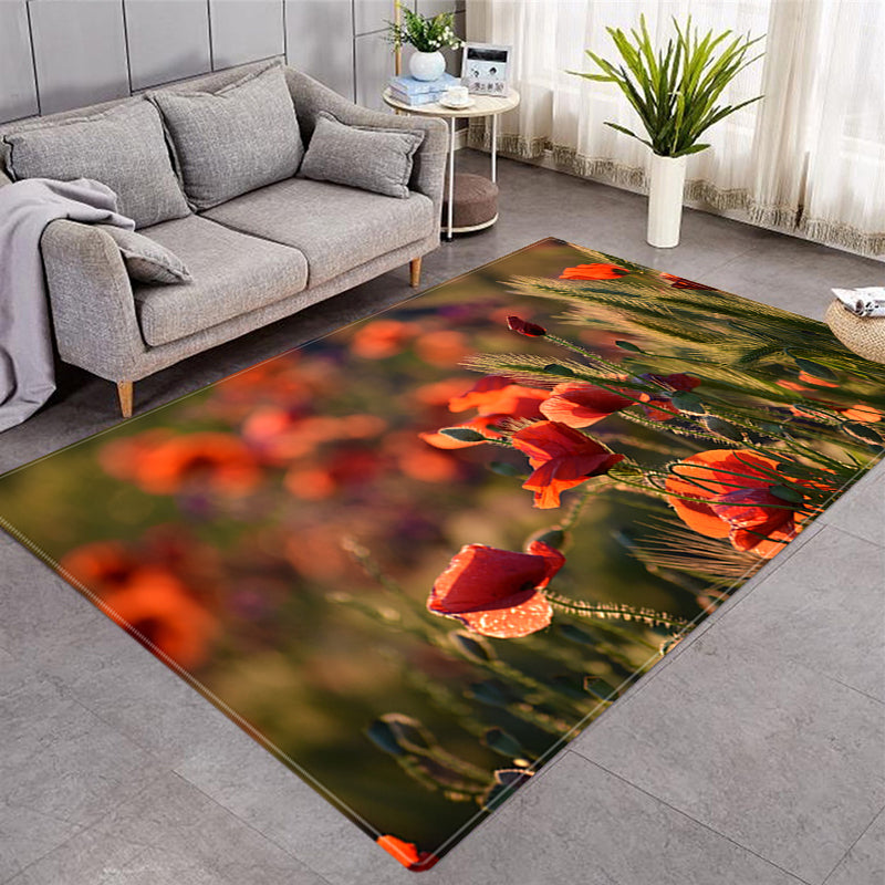 Crystal Velvet Flower Landscape Area Rug: Elegant Center Carpet Design