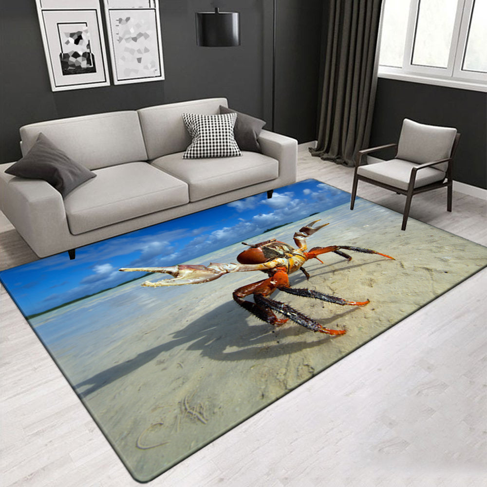 Seaside beach pattern rug, beach shell motif rug, starfish motif rug, suitable for living room, bedroom, more modern design, crystal velvet rug, rectangular rug