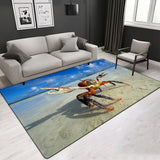 Seaside beach pattern rug, beach shell motif rug, starfish motif rug, suitable for living room, bedroom, more modern design, crystal velvet rug, rectangular rug