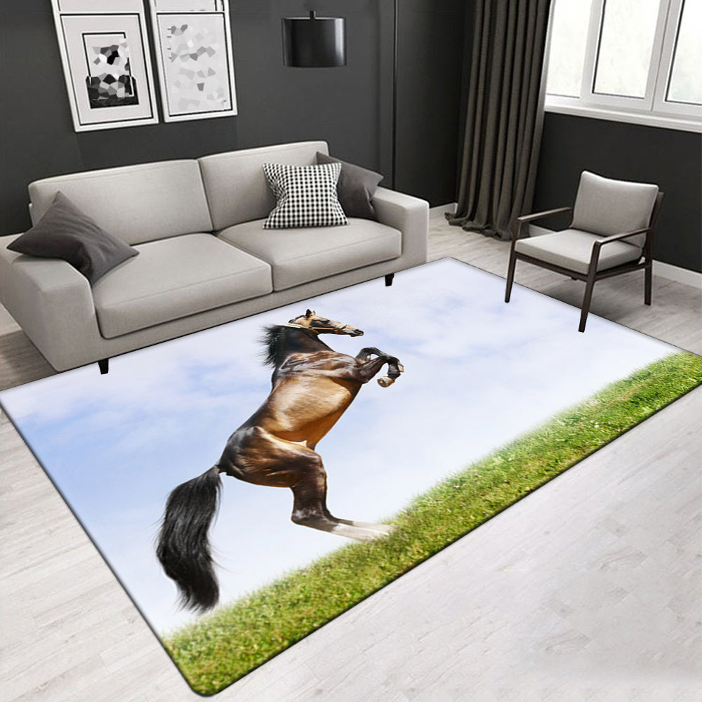 Horse Pattern More Design Crystal Velvet Area Rug Rectangle Carpet Prairie Steed Pattern Carpet Beach Steed Carpet