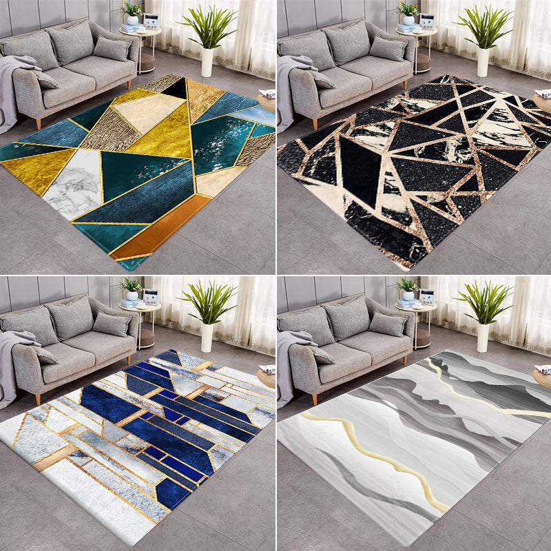 Vintage Print Pattern Rug 3D Abstract Stripe Pattern Design Luxurious Velvet Center Carpet for Home Decor/Bedroom/Living Room