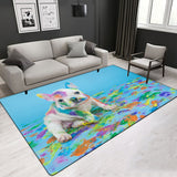 Puppy Pattern Crystal Velvet Area Rug Living Room Carpet Center Carpet Anti-slip Carpet