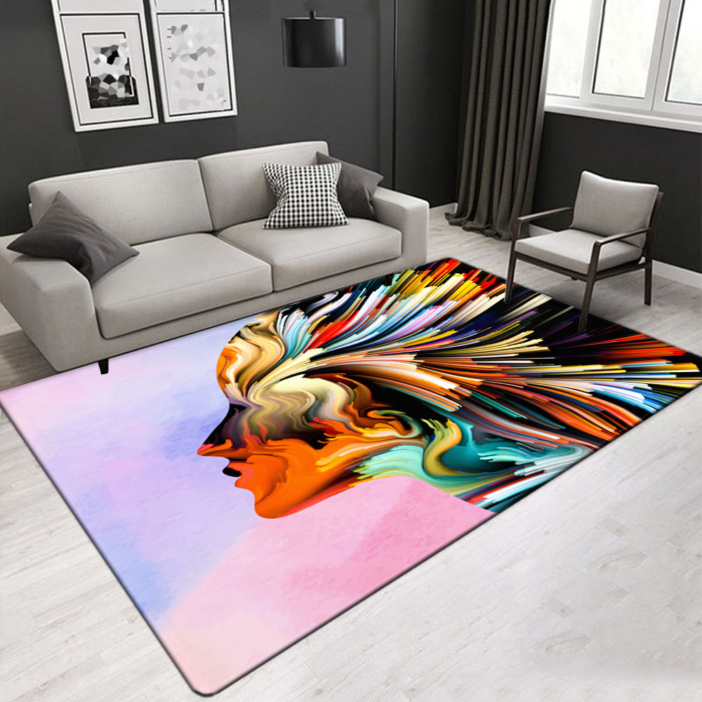 Creative Design Crystal Velvet Area Rug Abstract Painted Rug Living Room Rectangle Carpet