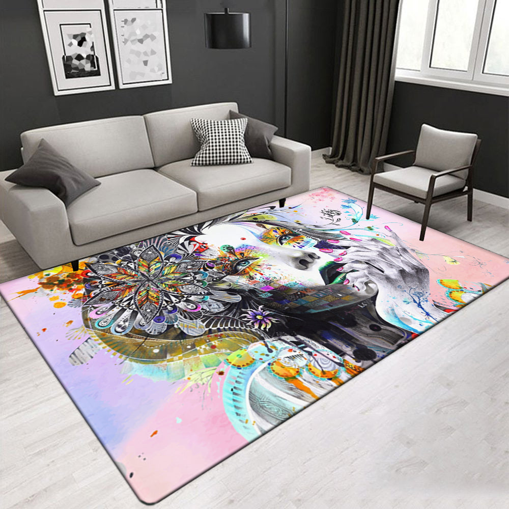 Creative Design Crystal Velvet Area Rug Abstract Painted Rug Living Room Rectangle Carpet