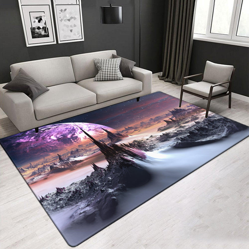 Star Galaxy Pattern Space motifs Various Size Crystal Velvet Area Rug Soft and non-slip Rectangle Carpet