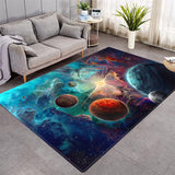 Galaxy Pattern Carpet, Planet Pattern Carpet, Star Outer Space Crystal Velvet Carpet, Rectangular Carpet, Soft Base, Non-Slip Carpet