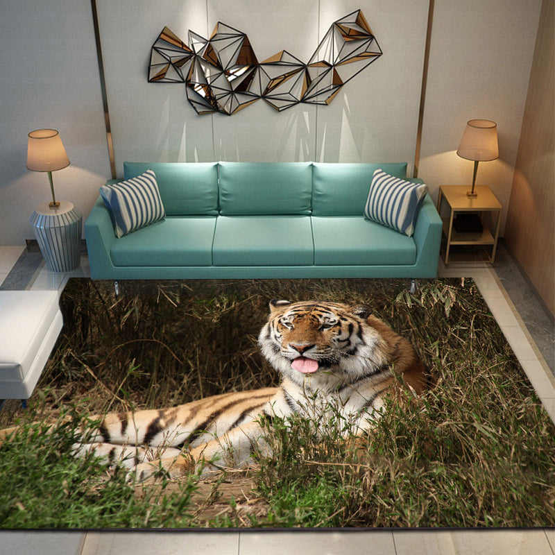 Animal Pattern Multiple Style Design Crystal Velvet Area Rug Center Carpet Leopard/Tiger/Lion/Peacock Carpet