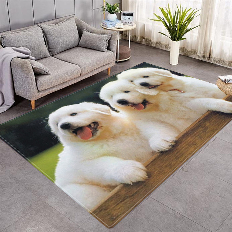 Puppy Pattern Crystal Velvet Area Rug Living Room Carpet Center Carpet Anti-slip Carpet