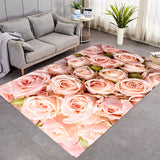 Elegant Floral Embossed 3D Rose Pattern Crystal Velvet Rug Non-Slip Carpet Center Carpet