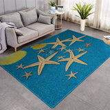 Seaside beach pattern rug, beach shell motif rug, starfish motif rug, suitable for living room, bedroom, more modern design, crystal velvet rug, rectangular rug