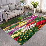 Crystal Velvet Flower Landscape Area Rug: Elegant Center Carpet Design
