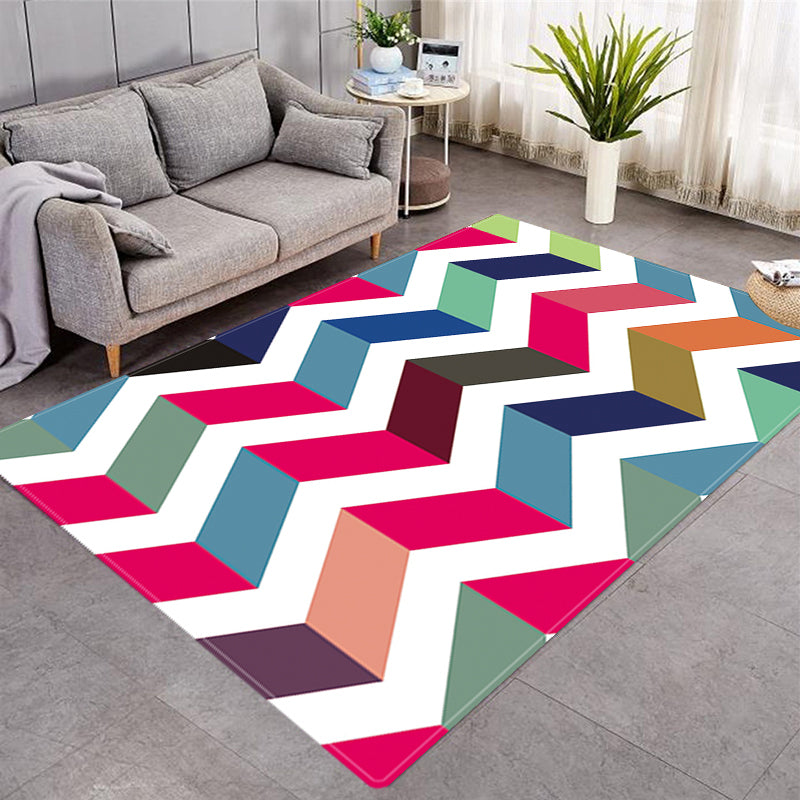More Design Various Size Wavy Pattern Crystal Velvet Area Rug Center Carpet Living Room Carpet with Wavy Stripes