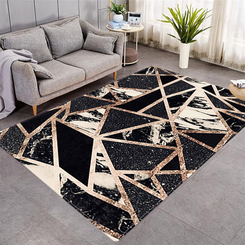 Vintage Print Pattern Rug 3D Abstract Stripe Pattern Design Luxurious Velvet Center Carpet for Home Decor/Bedroom/Living Room