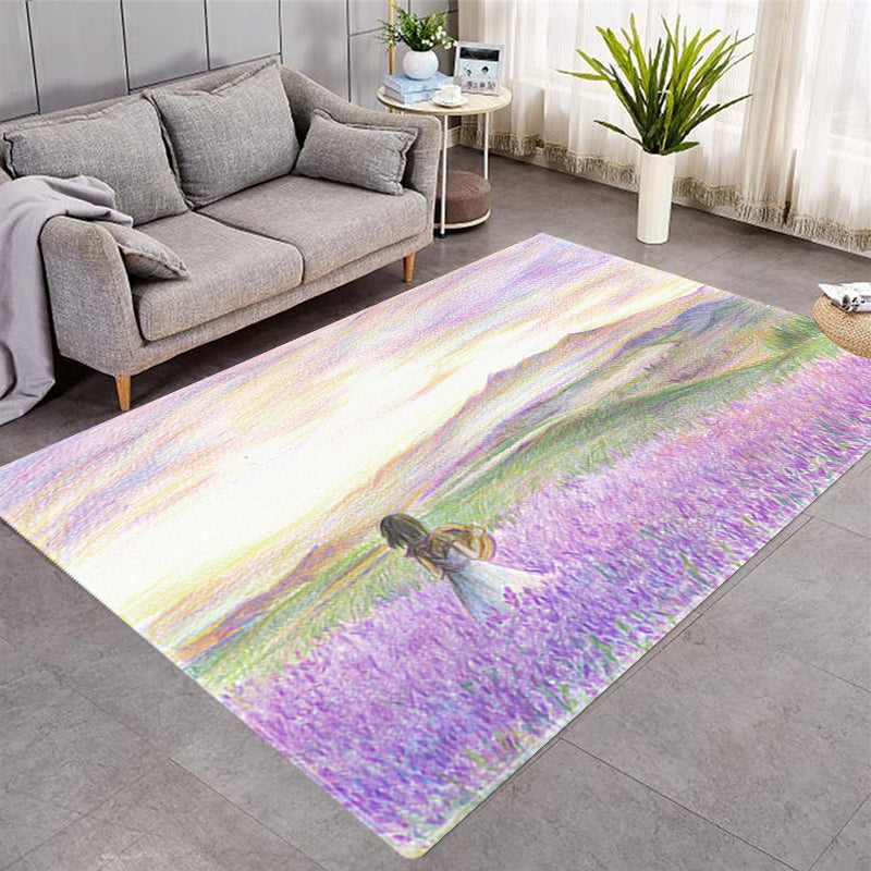 Flower Landscape Various Size Crystal Velvet Area Rug Center Carpet Soft Living Room Carpet