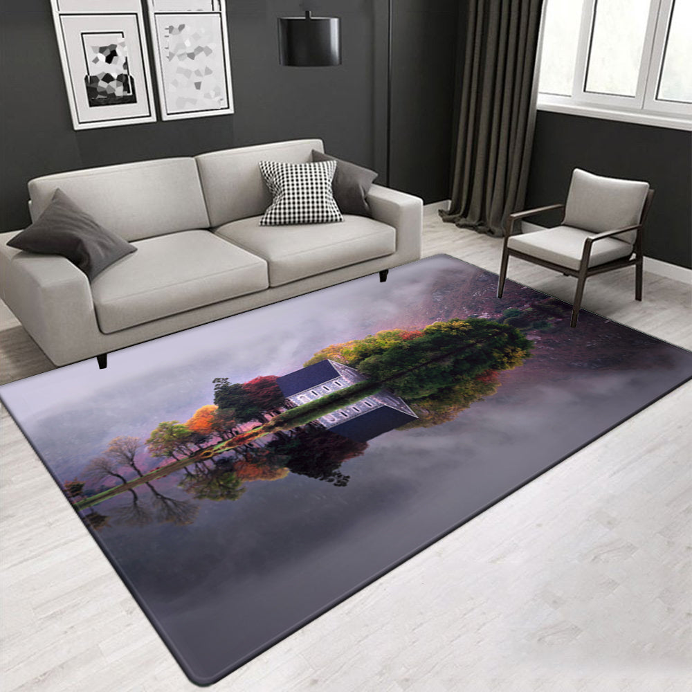 Landscape Pattern Crystal Velvet Area Rug Center Carpet Prairie/Beach/Nature Landscape Pattern Carpet