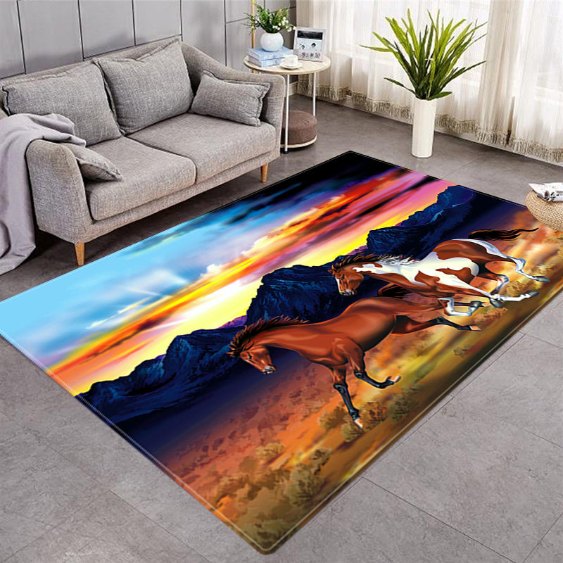 Horse Pattern More Design Crystal Velvet Area Rug Rectangle Carpet Prairie Steed Pattern Carpet Beach Steed Carpet