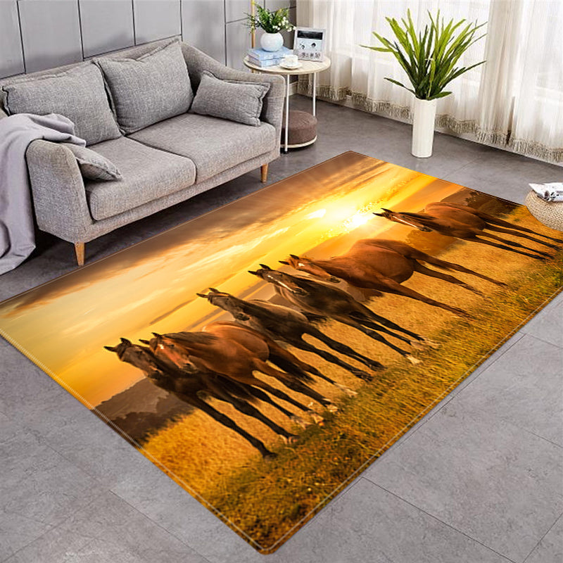 Horse Pattern More Design Crystal Velvet Area Rug Rectangle Carpet Prairie Steed Pattern Carpet Beach Steed Carpet