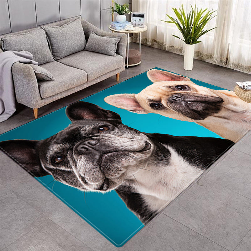 Puppy Pattern Crystal Velvet Area Rug Living Room Carpet Center Carpet Anti-slip Carpet
