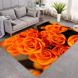 Elegant Floral Embossed 3D Rose Pattern Crystal Velvet Rug Non-Slip Carpet Center Carpet