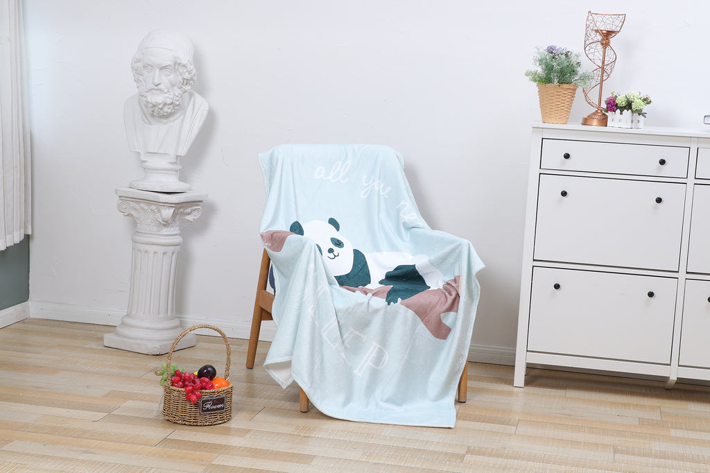 Machine Washable New Arrival for Panda Pattern/Dinosaur Pattern Kids Soft Design Throw Blanket