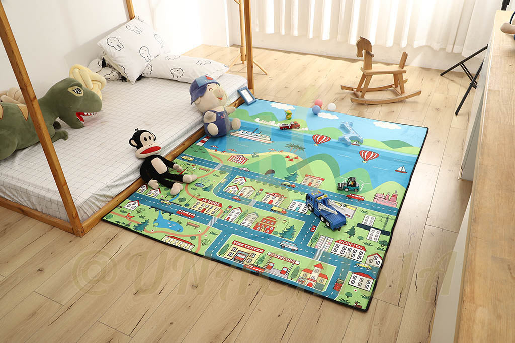 Hot Selling Products Rug for Kids Bedroom Playroom Dinosaur Carpet/City Road Map Game Carpet/Living Room Play & Learning Fun Carpet (customizable)