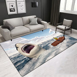 Shark Carpets, Ocean Sailing Carpets,Marine Pattern Sea Sailing Various Size Crystal Velvet Area Rug Rectangle Carpet for Living Room/Bedroom