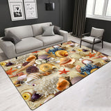 Beach Pattern Seashore Crystal Velvet Area Rug Living Room Rectangle Carpet