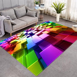 3D Cube Pattern More Design Colorful Multi-size Crystal Velvet Area Rug Center Carpet