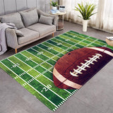 Football Game Sport Style Area Rug for Kids Playroom Children Room Rectangle Carpet