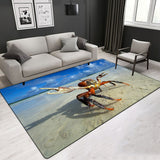 Beach Pattern Seashore Crystal Velvet Area Rug Living Room Rectangle Carpet