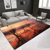 Landscape Pattern Crystal Velvet Area Rug Center Carpet