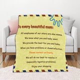 Letter Throw Blanket Funny Gift for Families & Friends Soft & Comfortable on Bed/Sofa/Trip (customizable)