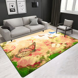 Butterflies Pattern Area Rug Living Room Bedroom Crystal Velvet Carpet