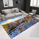 Landscape Pattern Crystal Velvet Area Rug Center Carpet