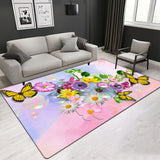 Butterflies Pattern Area Rug Living Room Bedroom Crystal Velvet Carpet