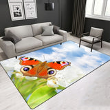 Butterflies Pattern Area Rug Living Room Bedroom Crystal Velvet Carpet