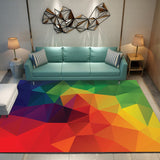 Triangle 3D Geometric Pattern Multi-color Crystal Velvet Area Rug Living Room Carpet