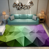 Triangle 3D Geometric Pattern Multi-color Crystal Velvet Area Rug Living Room Carpet