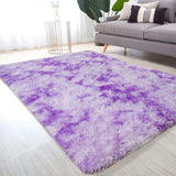 Soft Fluffy Plush Multi-color Tie-dyed Area Rug Living Room Bedroom Carpet