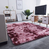 Soft Fluffy Plush Multi-color Tie-dyed Area Rug Living Room Bedroom Carpet