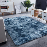 Soft Fluffy Plush Multi-color Tie-dyed Area Rug Living Room Bedroom Carpet