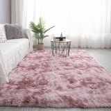 Soft Fluffy Plush Multi-color Tie-dyed Area Rug Living Room Bedroom Carpet