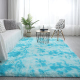 Soft Fluffy Plush Multi-color Tie-dyed Area Rug Living Room Bedroom Carpet