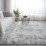 Soft Fluffy Plush Multi-color Tie-dyed Area Rug Living Room Bedroom Carpet