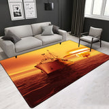 Marine Pattern Sea Sailing Various Size Crystal Velvet Area Rug Rectangle Carpet