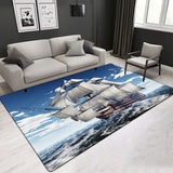 Modern Design Marine Pattern Rug Nautical Sailboat Pattern Carpet，More Design Crystal Velvet Area Rug Rectangle Carpet，Shark Pattern Carpet