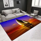 Marine Pattern Sea Sailing Various Size Crystal Velvet Area Rug Rectangle Carpet