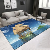 Marine Pattern Sea Sailing More Design Crystal Velvet Area Rug Rectangle Carpet